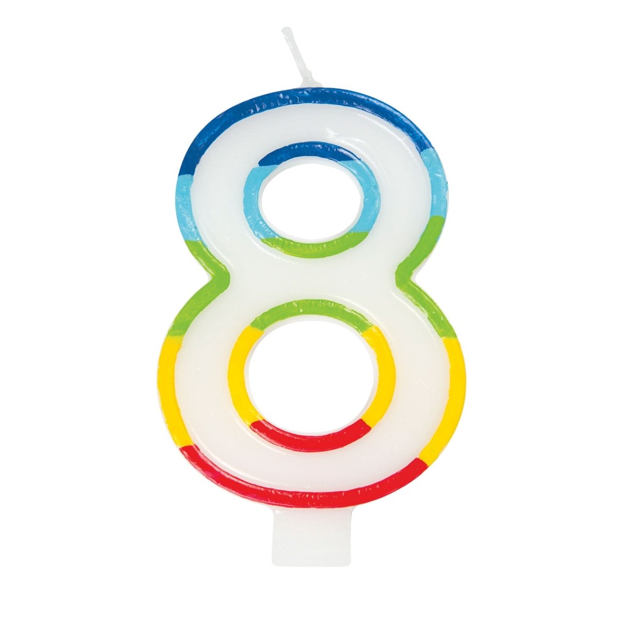 UNIQUE PARTY FAVORS Cake Supplies Rainbow Border Number 8 Birthday Candle, 1 Count 011179199488