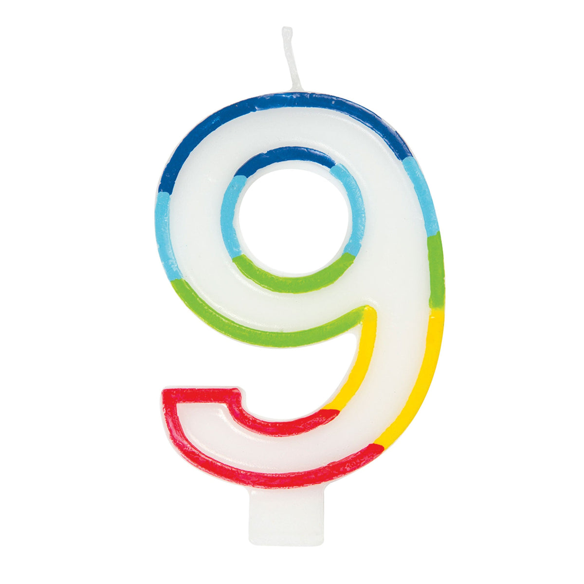 UNIQUE PARTY FAVORS Cake Supplies Rainbow Border Number 9 Birthday Candle, 1 Count 011179199495