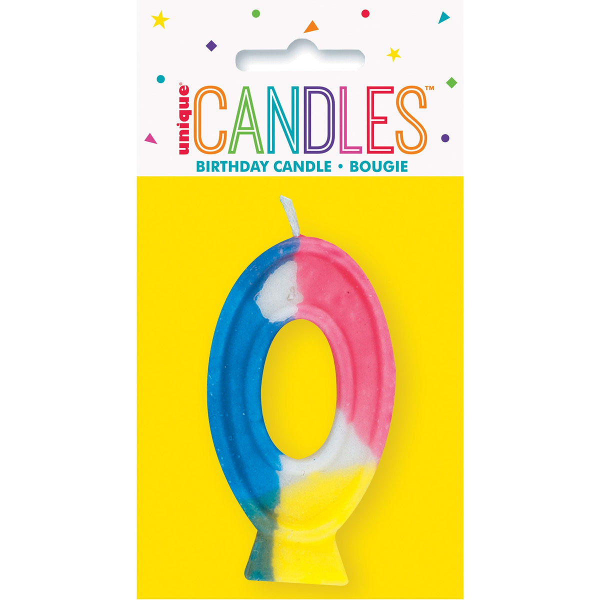 UNIQUE PARTY FAVORS Cake Supplies Rainbow Number 0 Birthday Candle, 1 Count 011179350001