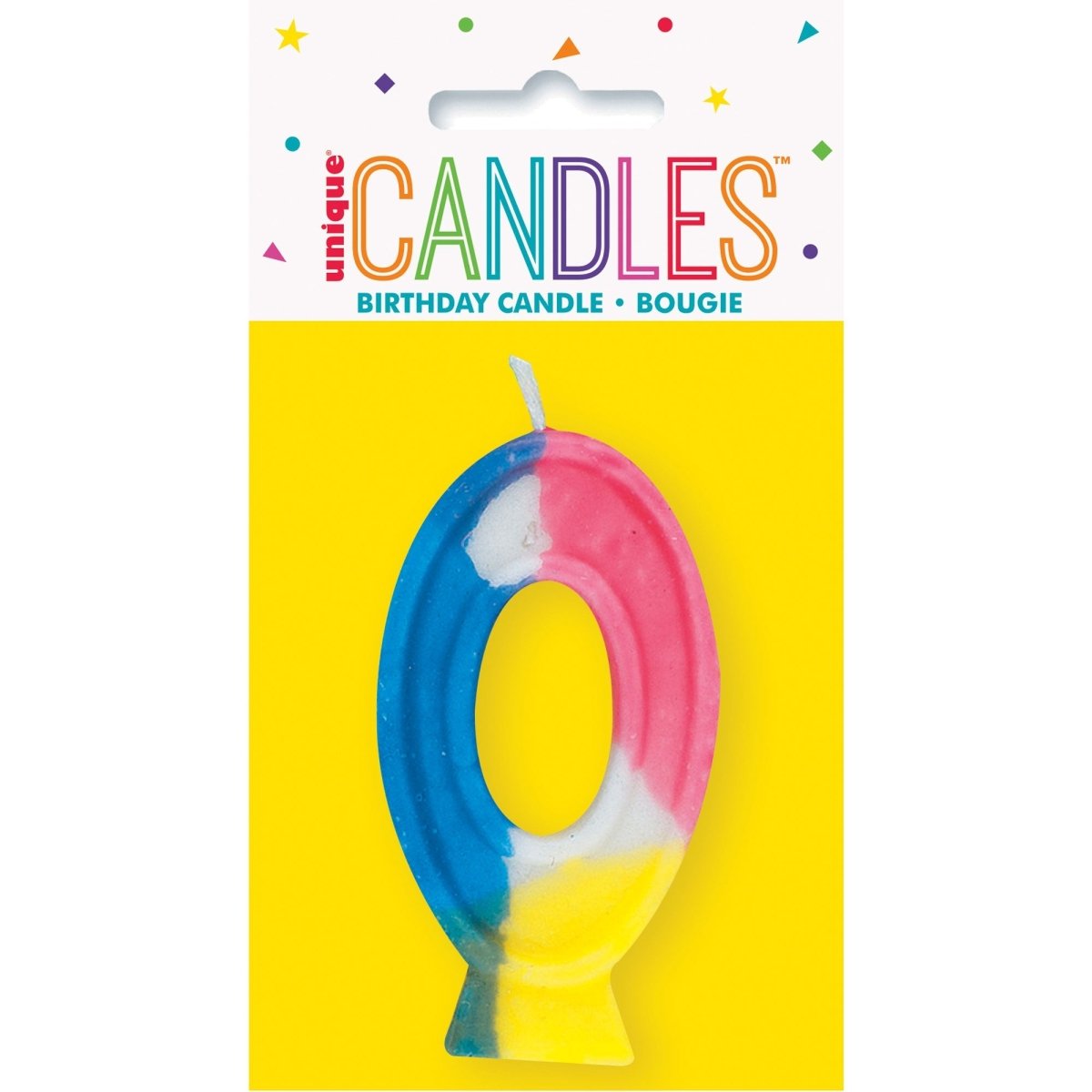 UNIQUE PARTY FAVORS Cake Supplies Rainbow Number 0 Birthday Candle, 1 Count 011179350001