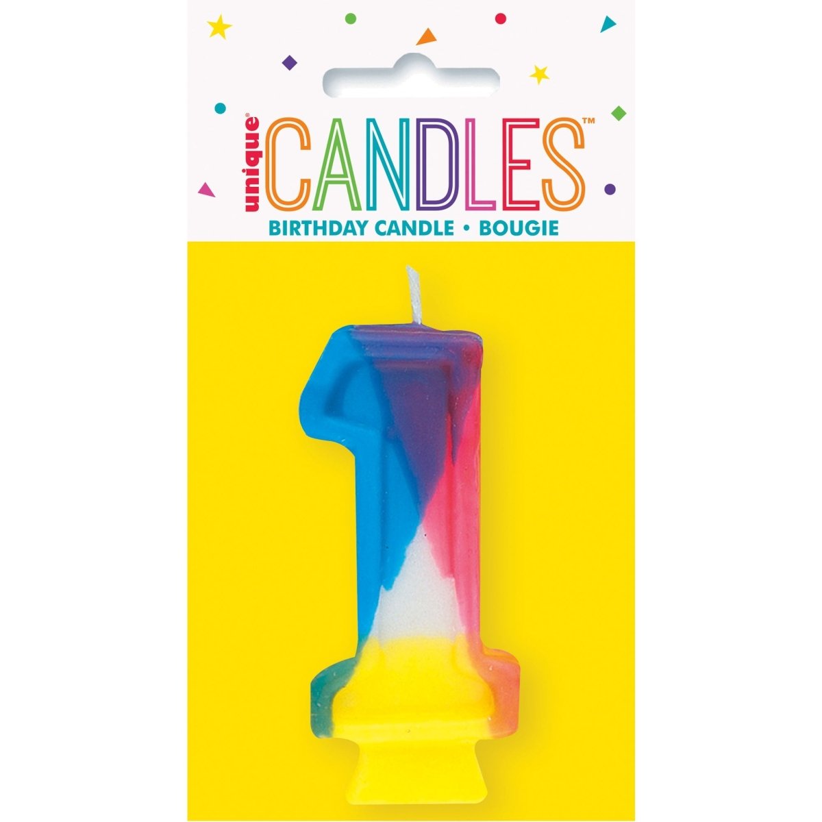 UNIQUE PARTY FAVORS Cake Supplies Rainbow Number 1 Birthday Candle, 1 Count 011179350018