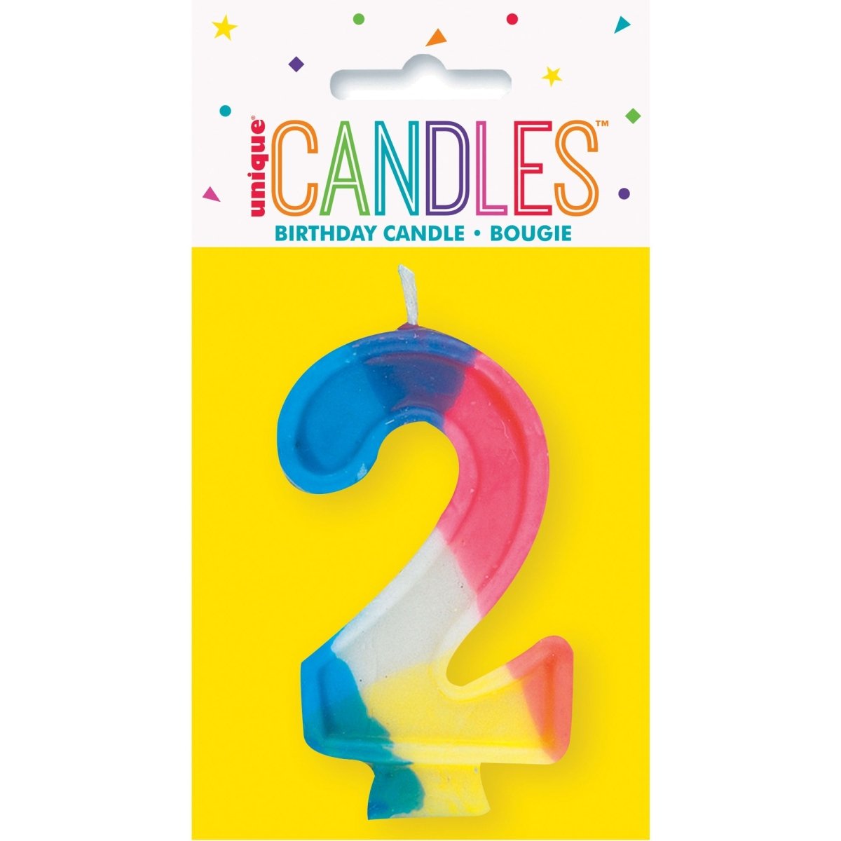 UNIQUE PARTY FAVORS Cake Supplies Rainbow Number 2 Birthday Candle, 1 Count 011179350025