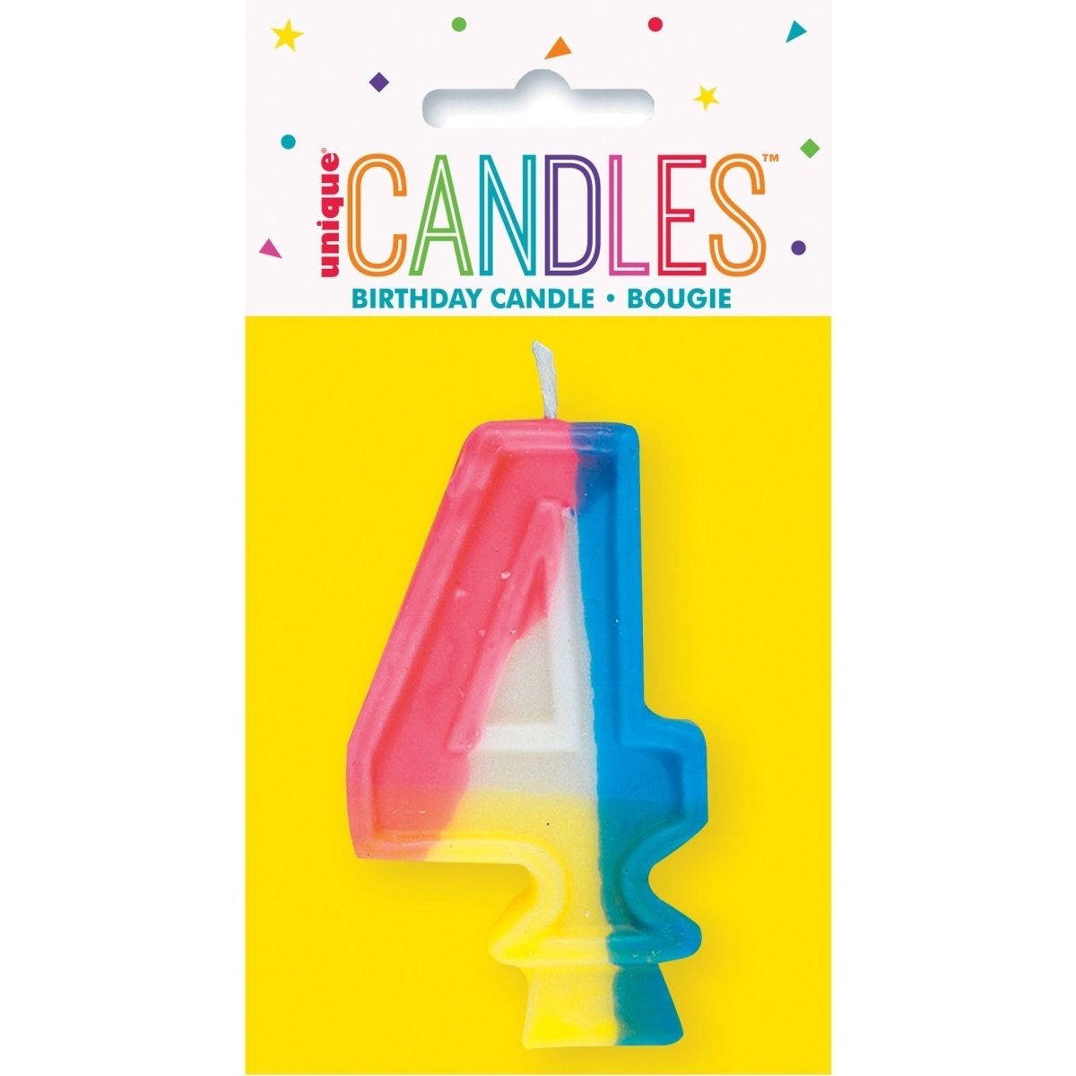 UNIQUE PARTY FAVORS Cake Supplies Rainbow Number 4 Birthday Candle, 1 Count 011179350049