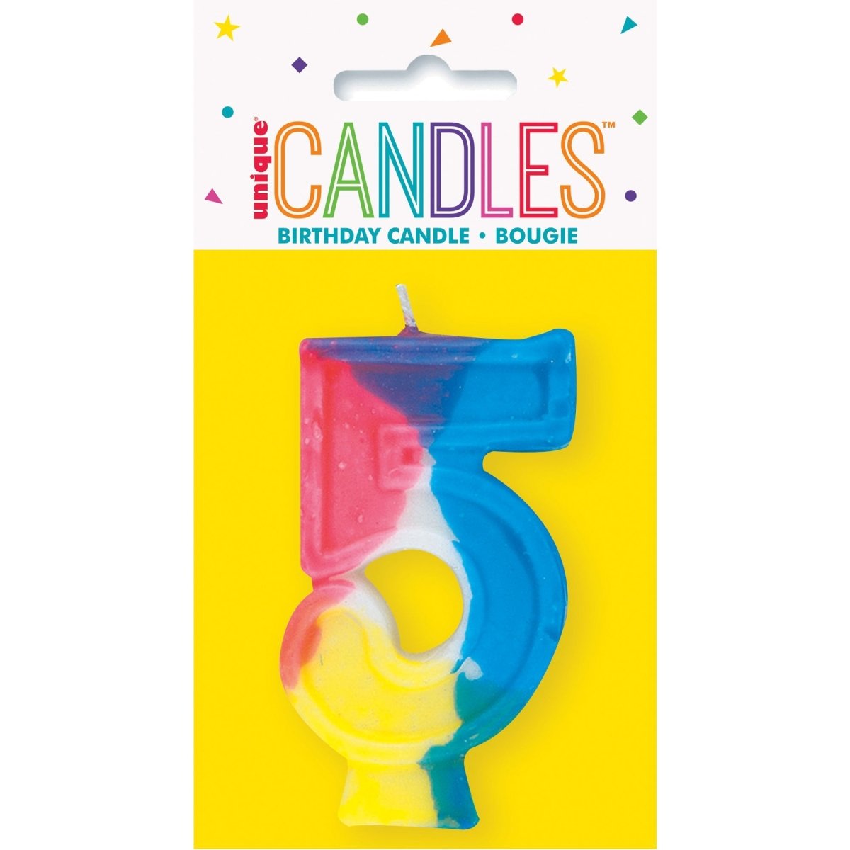 UNIQUE PARTY FAVORS Cake Supplies Rainbow Number 5 Birthday Candle, 1 Count 011179350056