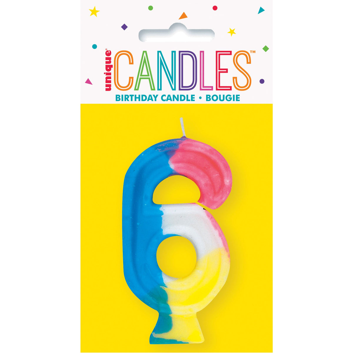 UNIQUE PARTY FAVORS Cake Supplies Rainbow Number 6 Birthday Candle, 1 Count 011179350063