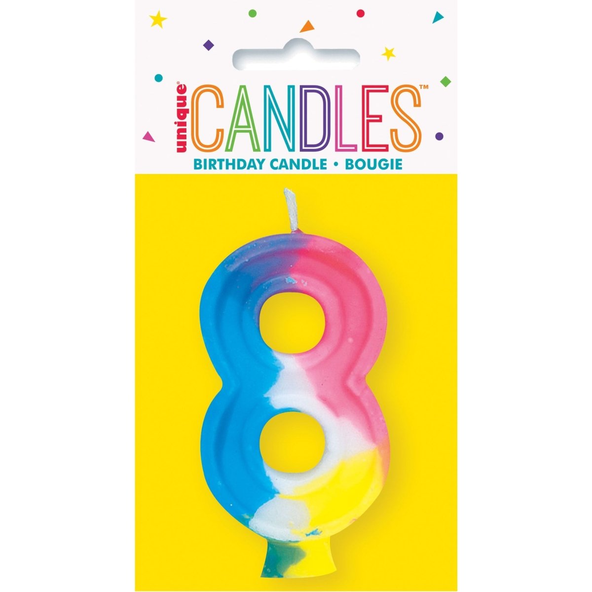UNIQUE PARTY FAVORS Cake Supplies Rainbow Number 8 Birthday Candle, 1 Count 011179350087