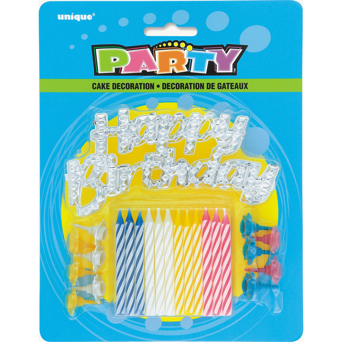 UNIQUE PARTY FAVORS Cake Supplies Silver Happy Birthday Candle Kit, 13 Count 011179490011