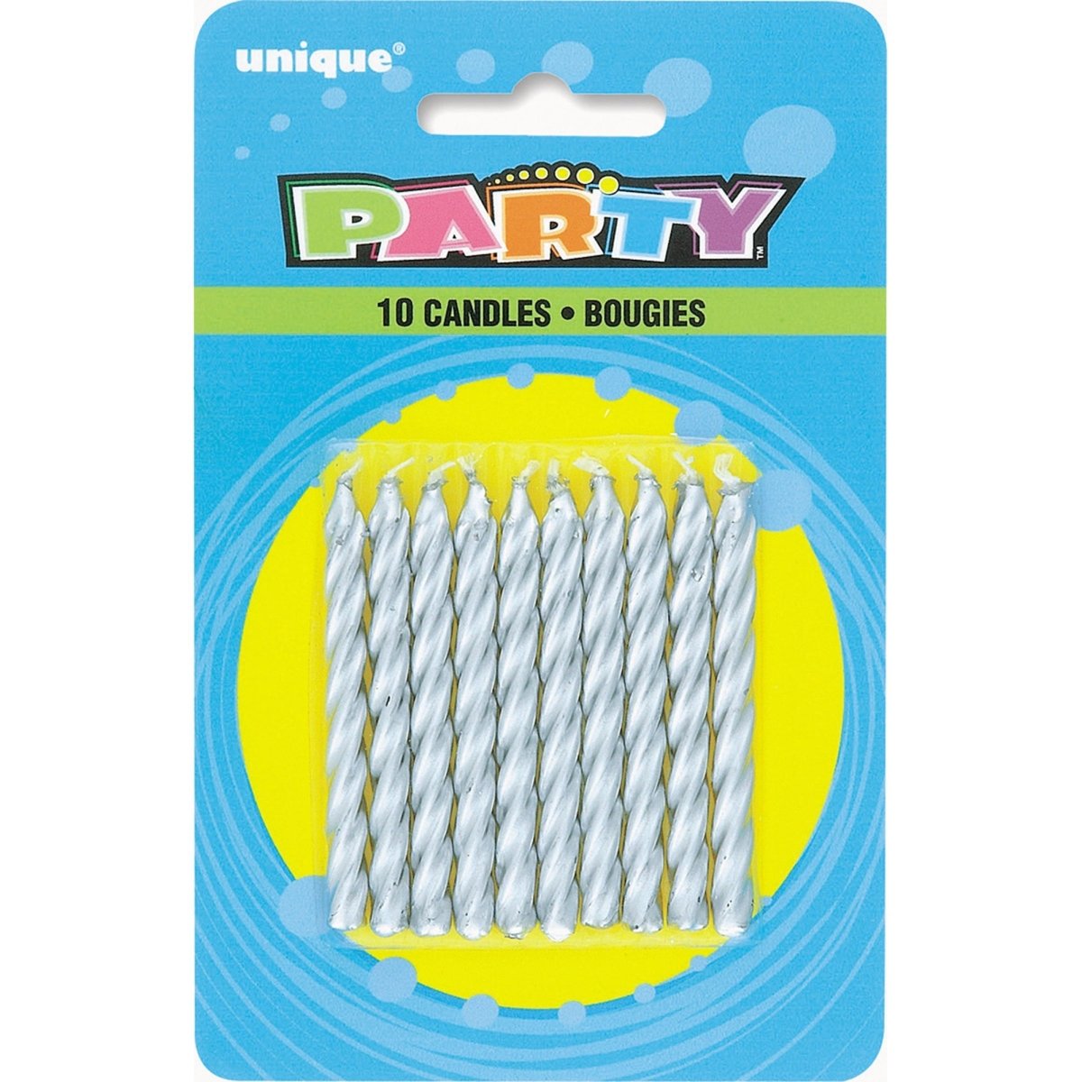 UNIQUE PARTY FAVORS Cake Supplies Silver Spiral Candles, 10 Count 011179019441