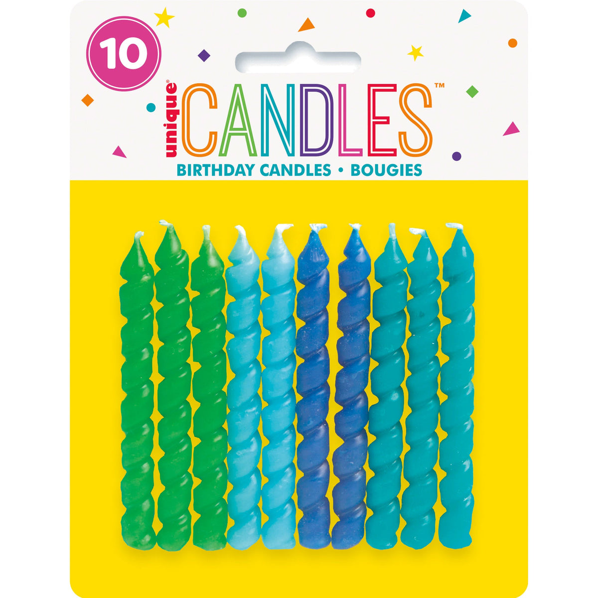 UNIQUE PARTY FAVORS Cake Supplies Spiral Candles, Blue and Green, 10 Count 011179934119