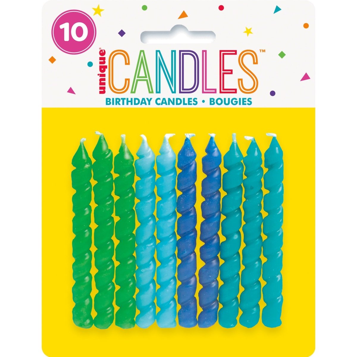 UNIQUE PARTY FAVORS Cake Supplies Spiral Candles, Blue and Green, 10 Count 011179934119