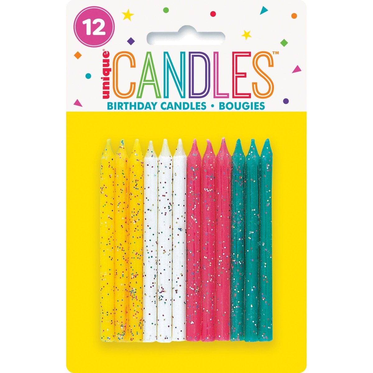 UNIQUE PARTY FAVORS Cake Supplies Spiral Candles with Confetti, 24 Count 011179190331