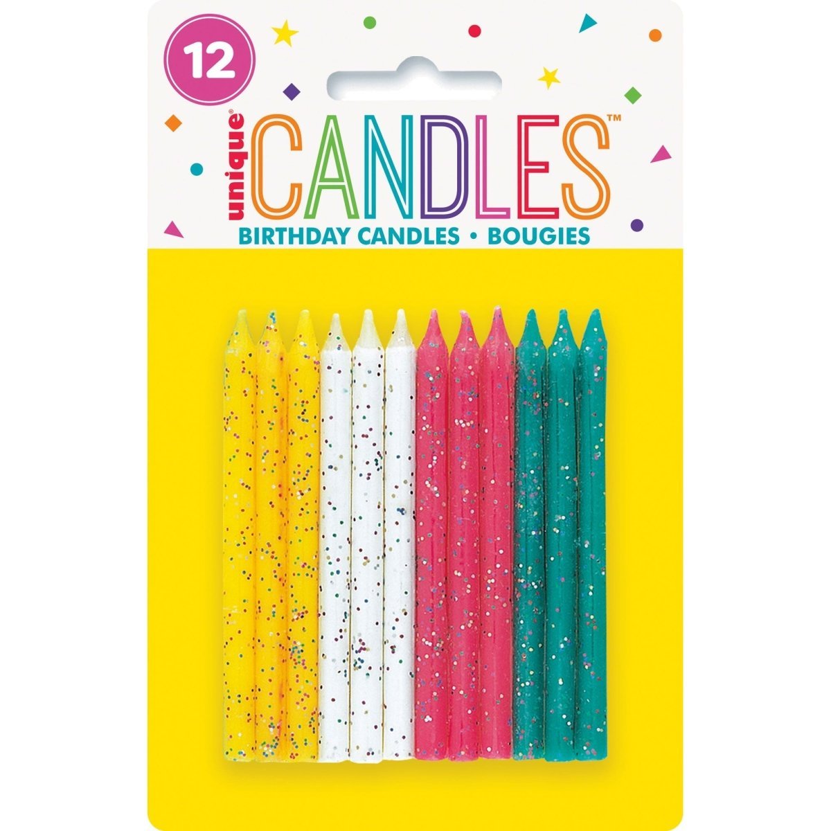 UNIQUE PARTY FAVORS Cake Supplies Spiral Candles with Confetti, 24 Count 011179190331