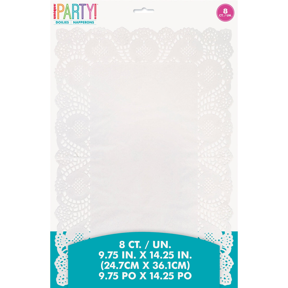 UNIQUE PARTY FAVORS Cake Supplies White Placemat Doilies, 9.75 x 14.25 Inches, 8 Count 011179068104