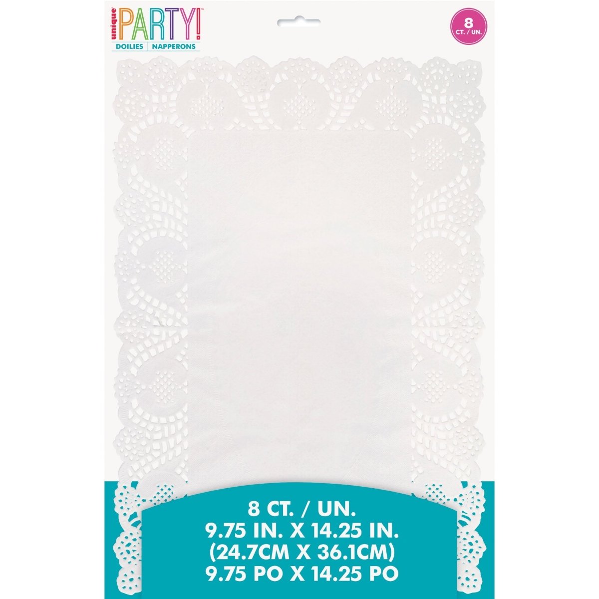 UNIQUE PARTY FAVORS Cake Supplies White Placemat Doilies, 9.75 x 14.25 Inches, 8 Count 011179068104