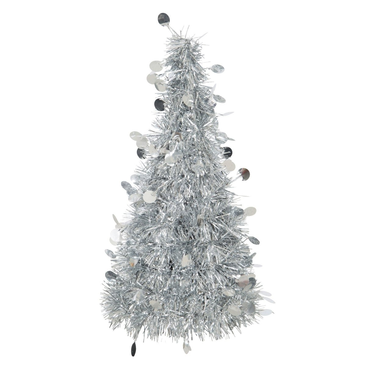 UNIQUE PARTY FAVORS Christmas Silver Tinsel Tree Centerpiece, 10 Inches, 1 Count 011179635184