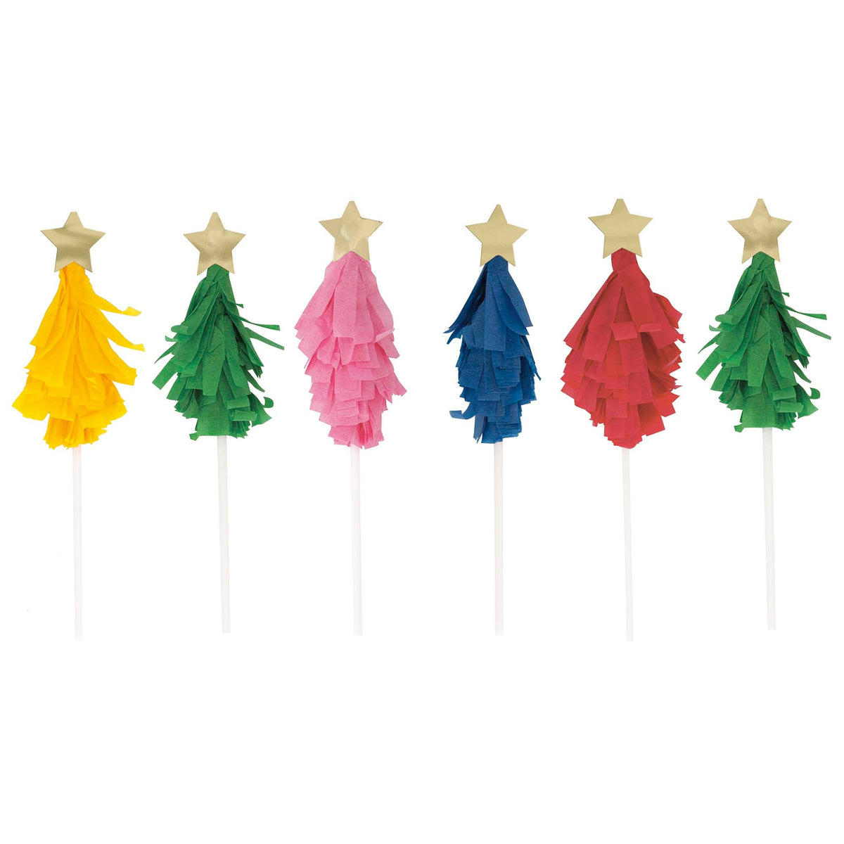 UNIQUE PARTY FAVORS Christmas Vibrant Christmas Cake Toppers, 6 Count