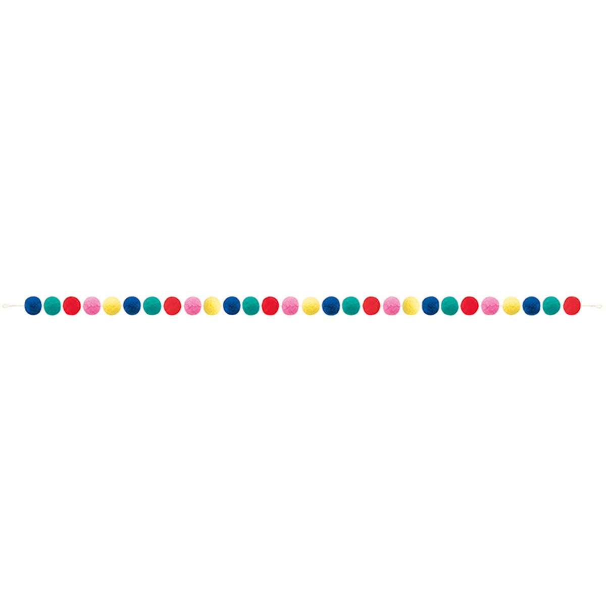 UNIQUE PARTY FAVORS Christmas Vibrant Christmas Pom Pom Garland, 84 Inches, 1 Count