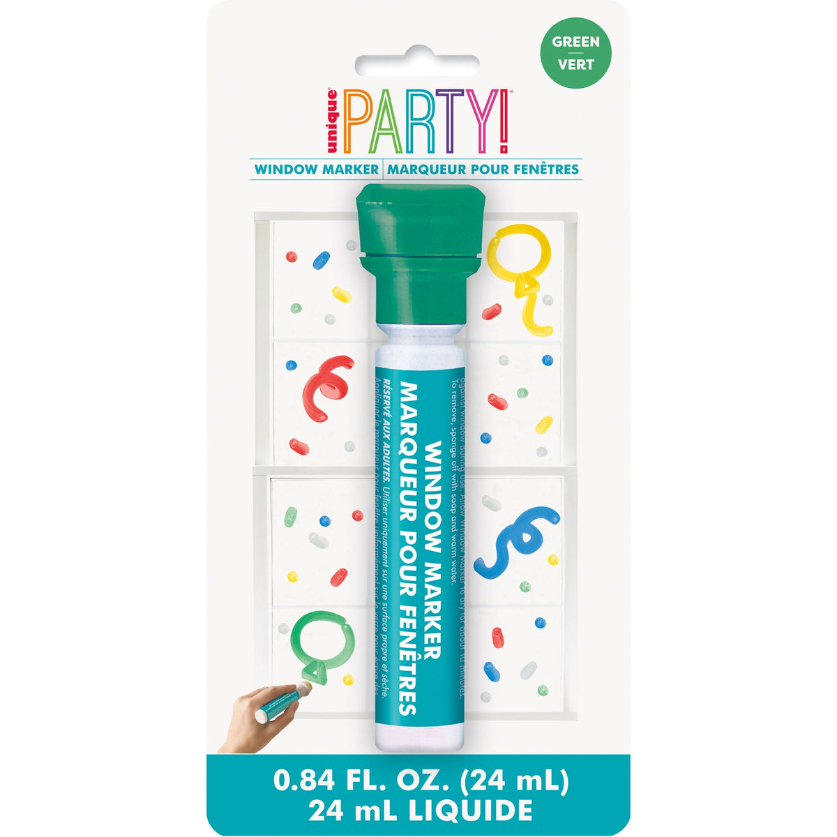 UNIQUE PARTY FAVORS Crafts & Activities Window Marker, Festive Green, 1 Count 011179913626