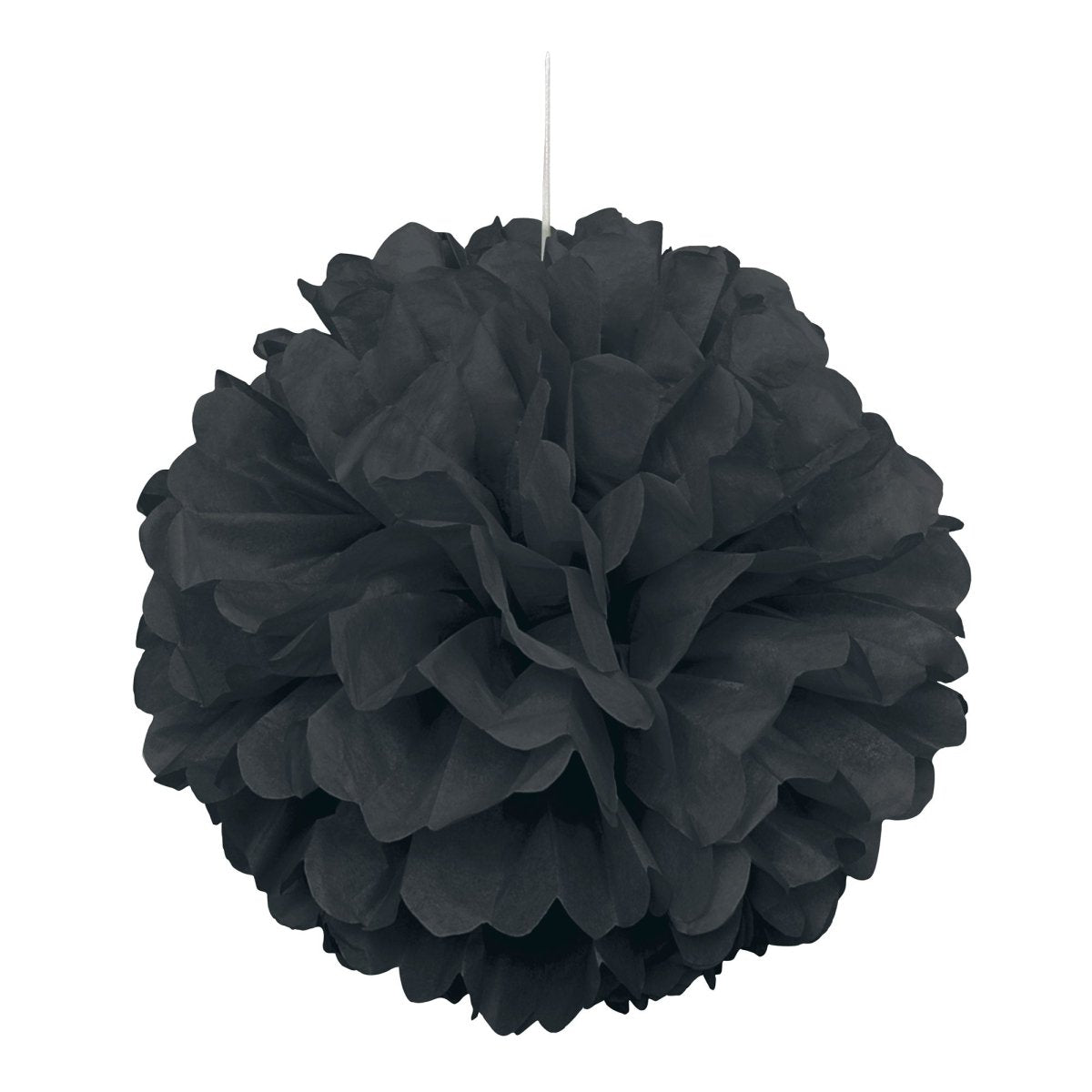 UNIQUE PARTY FAVORS Decorations Black Puff Hanging Decoration, 16 Inches, 1 Count 011179642700