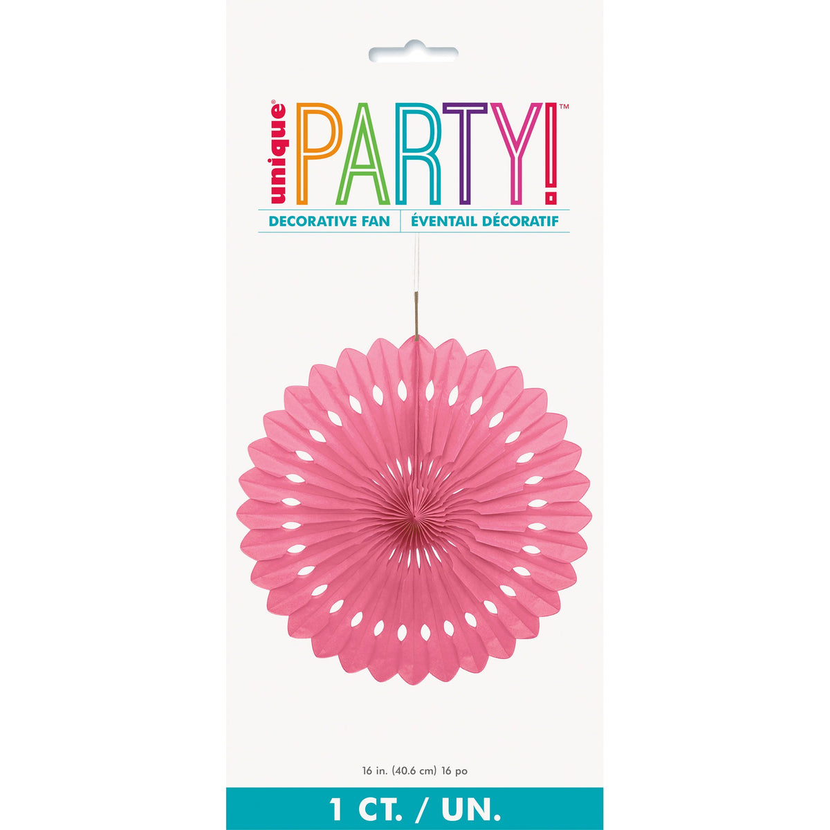 UNIQUE PARTY FAVORS Decorations Hot Pink Decorative Paper Fan, 16 Inches, 1 Count 011179642625