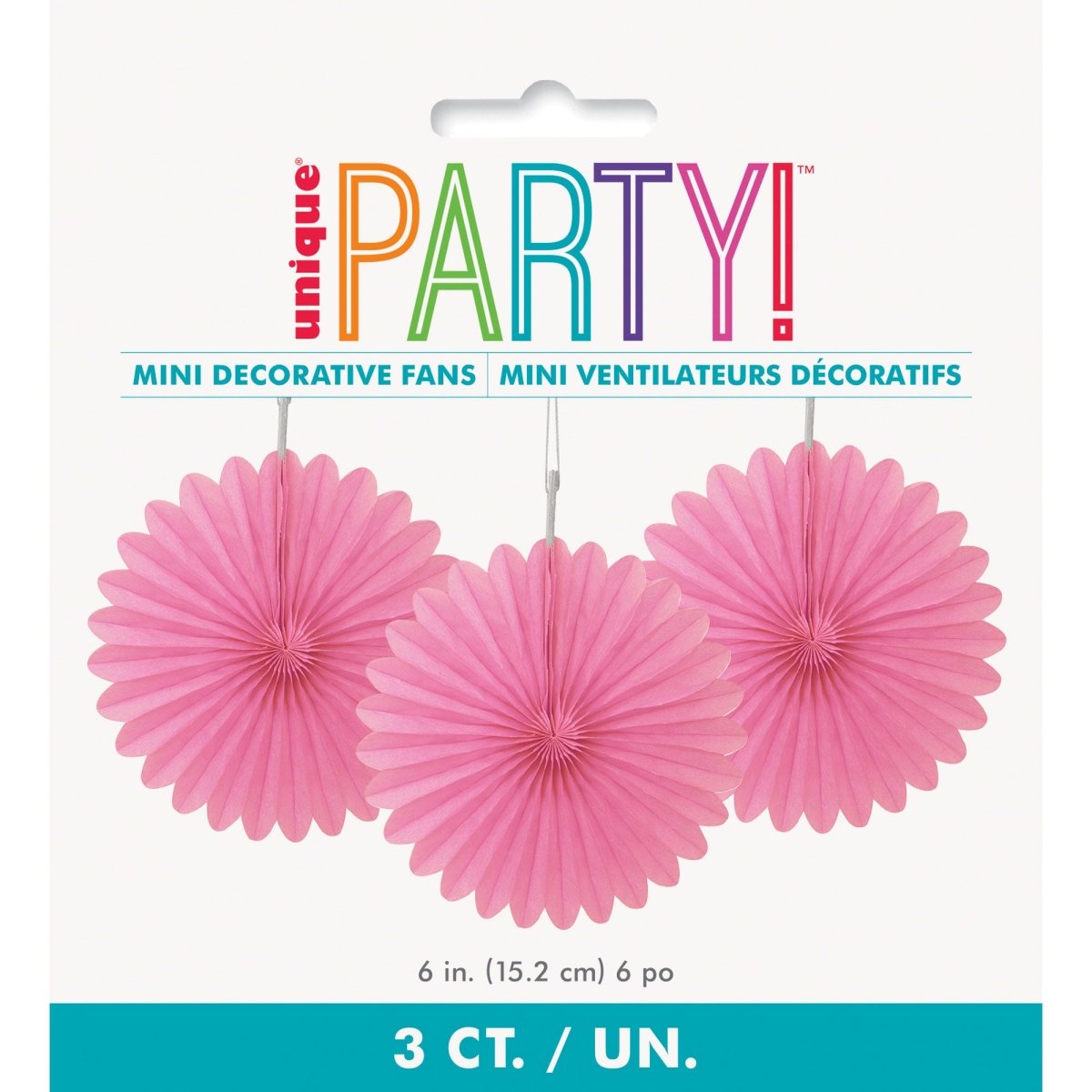 UNIQUE PARTY FAVORS Decorations Hot Pink Decorative Paper Fans, 6 Inches, 3 Count 011179632565