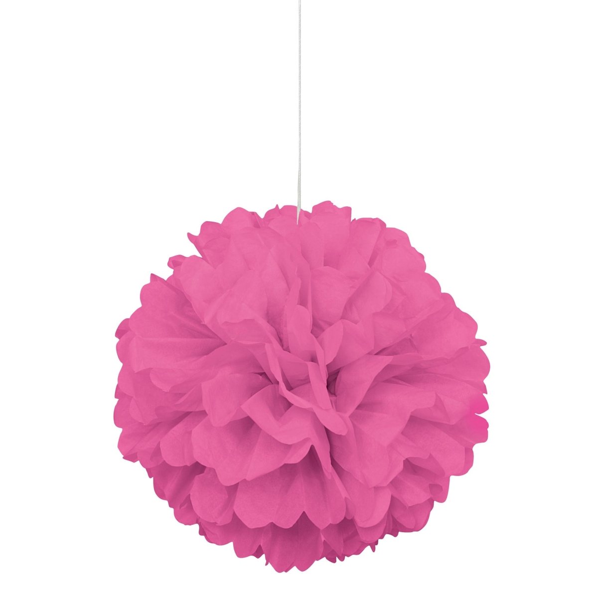 UNIQUE PARTY FAVORS Decorations Hot Pink Puff Hanging Decoration, 16 Inches, 1 Count 011179642724