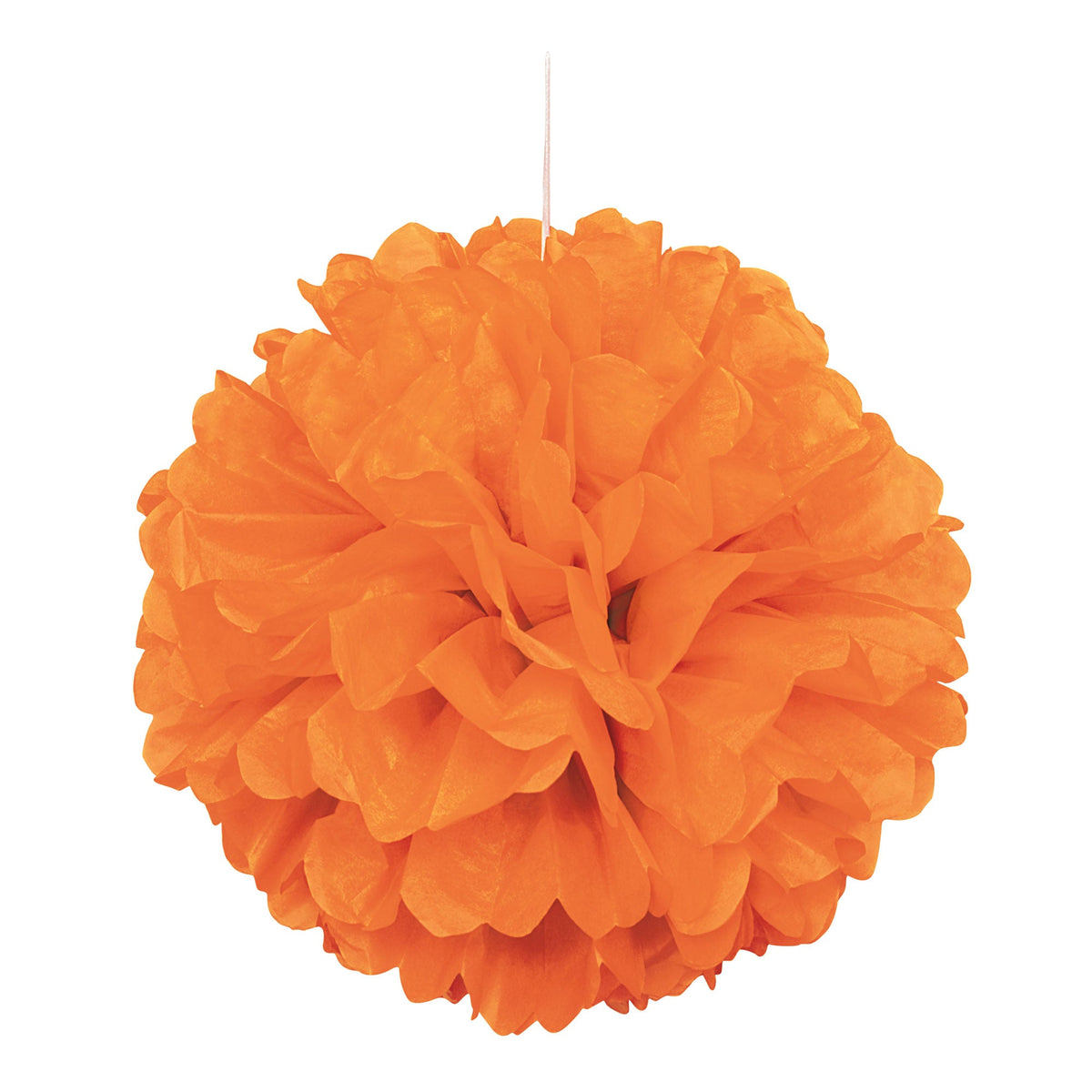 UNIQUE PARTY FAVORS Decorations Orange Puff Hanging Decoration, 16 Inches, 1 Count 011179642762