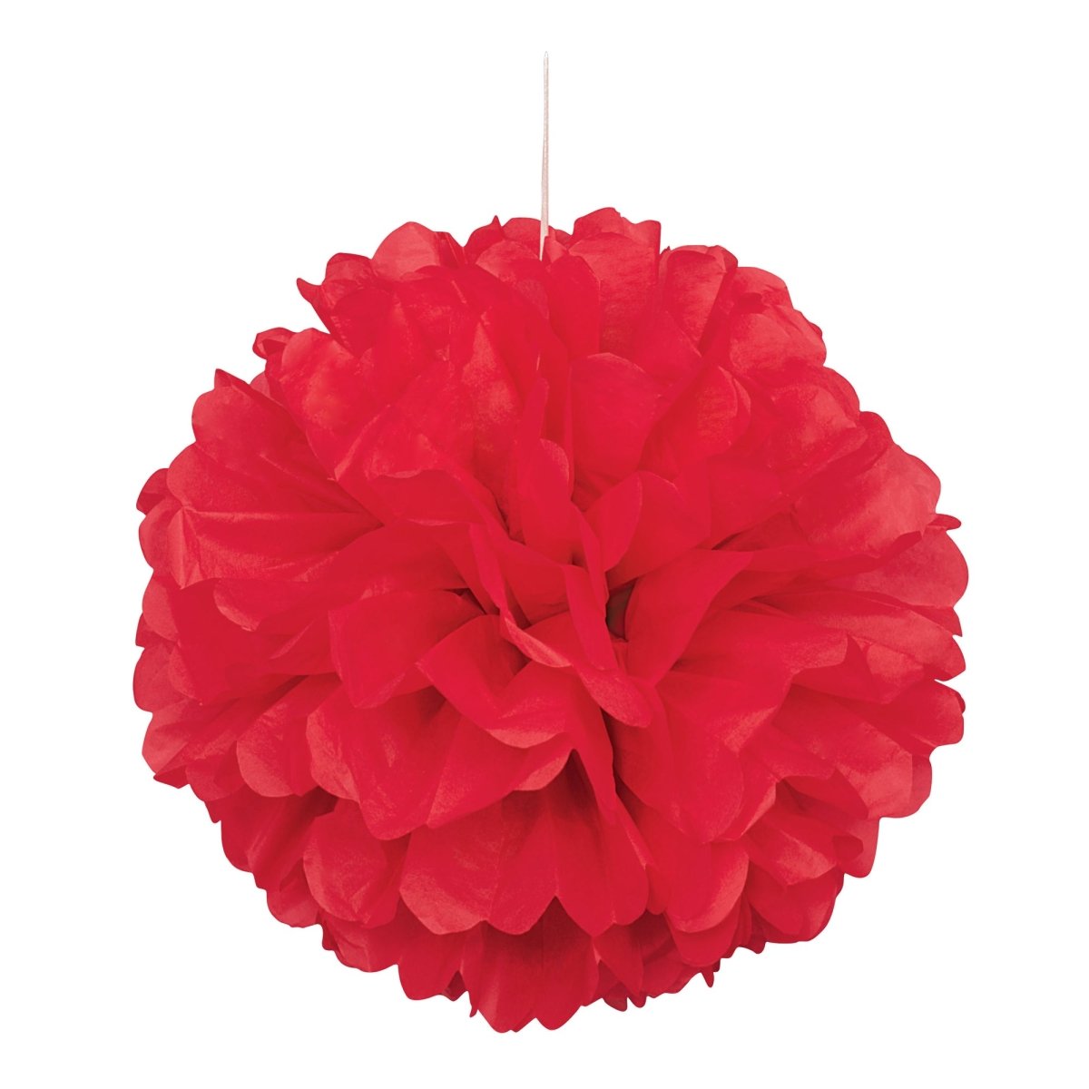 UNIQUE PARTY FAVORS Decorations Red Puff Hanging Decoration, 16 Inches, 1 Count 011179642755