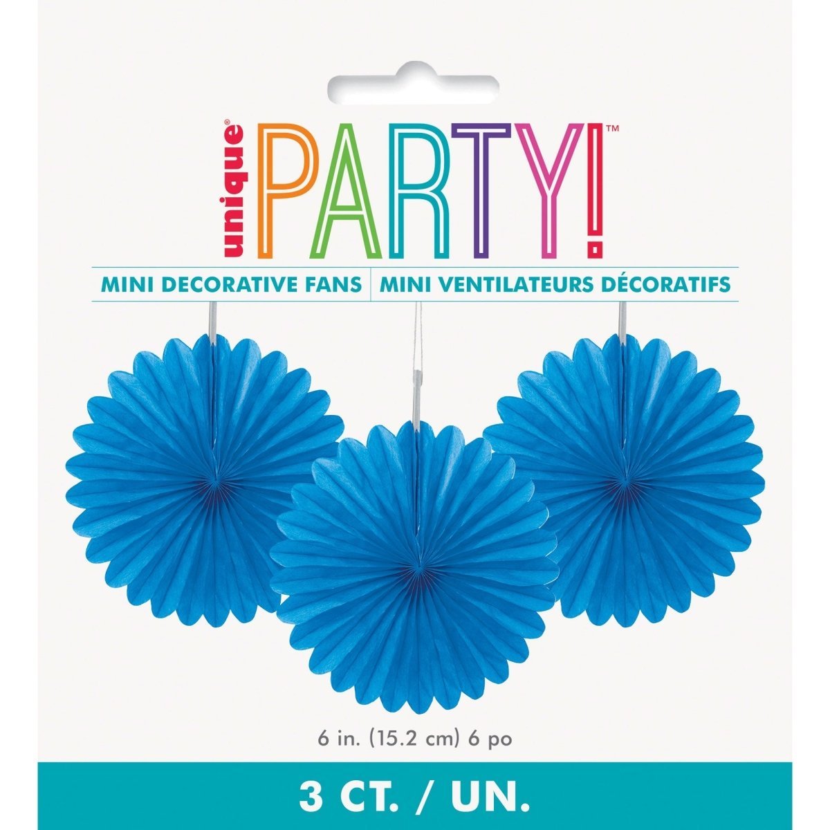 UNIQUE PARTY FAVORS Decorations Royal Blue Decorative Paper Fans, 6 Inches, 3 Count 011179632572