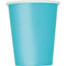 UNIQUE PARTY FAVORS Disposable-Plasticware Caribbean Blue Paper Cups, 9 Oz, 8 Count 011179468560