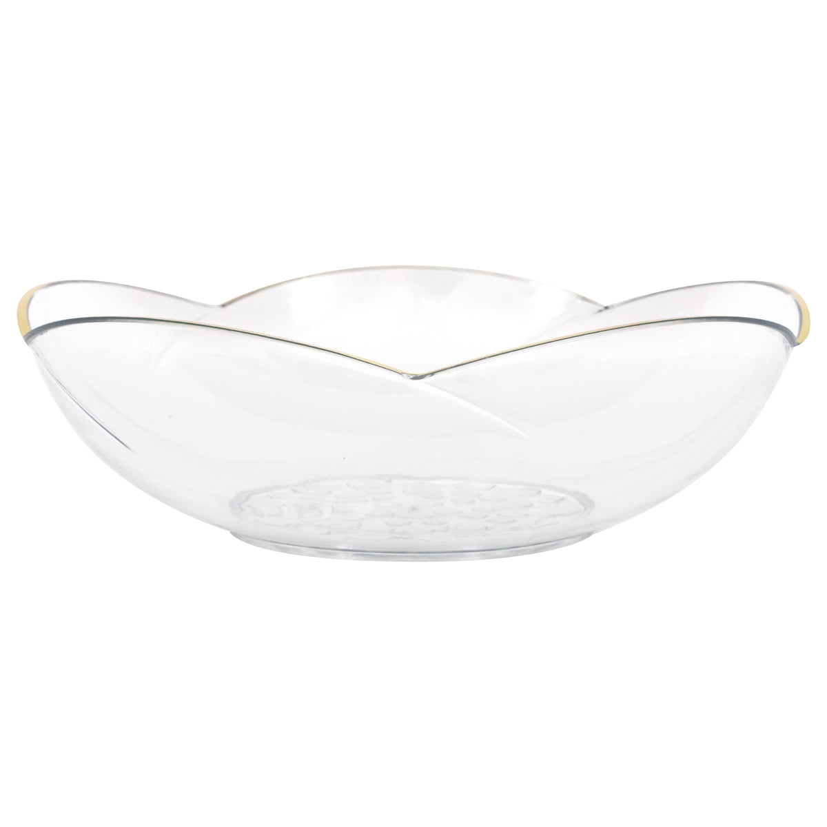 UNIQUE PARTY FAVORS Disposable-Plasticware Clear Scalloped Plastic Serving Bowl with Gold Rim, 1 Count 011179748143