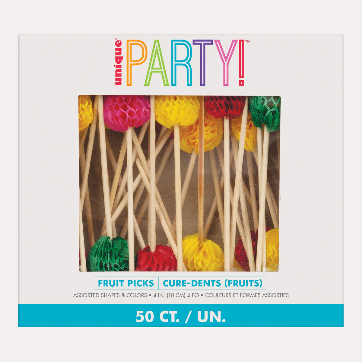 UNIQUE PARTY FAVORS Disposable-Plasticware Fruit Picks, 4 Inches, 50 Count 011179049226