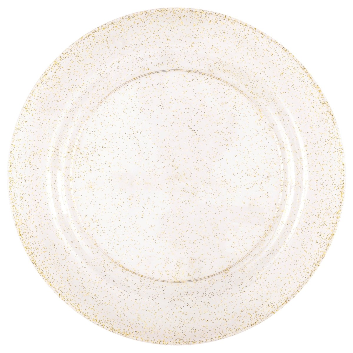 UNIQUE PARTY FAVORS Disposable-Plasticware Gold Glitter Large Round Lunch Plastic Plates, 10 Inches, 8 Count 011179747443