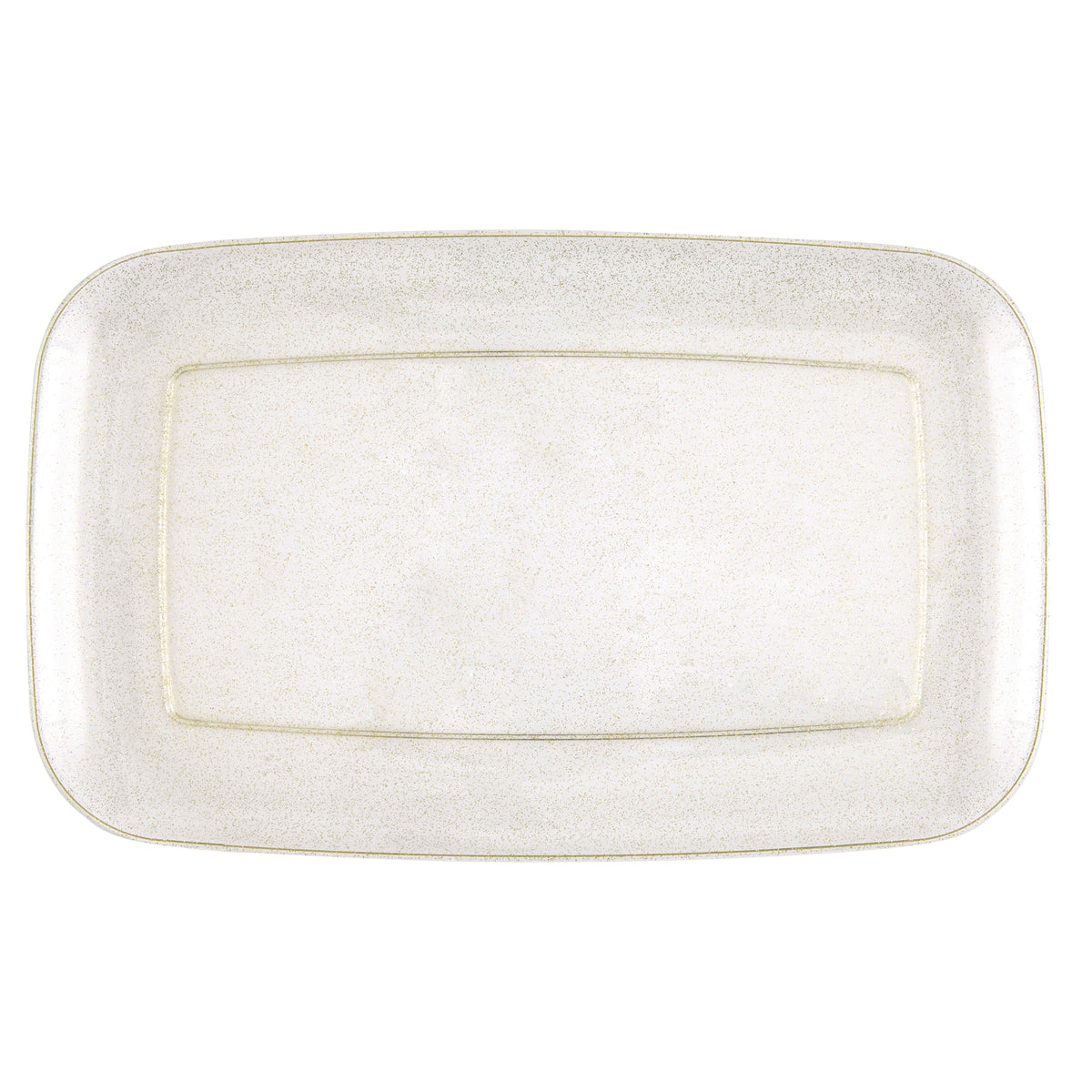 UNIQUE PARTY FAVORS Disposable-Plasticware Gold Glitter Plastic Serving Tray, 1 Count 011179747849