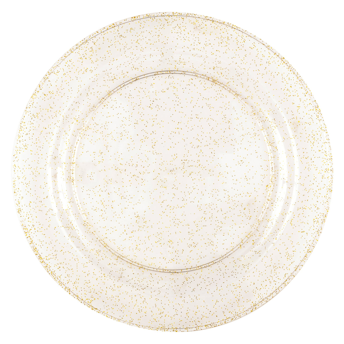 UNIQUE PARTY FAVORS Disposable-Plasticware Gold Glitter Small Round Dessert Plastic Plates, 7 Inches, 8 Count 011179747627