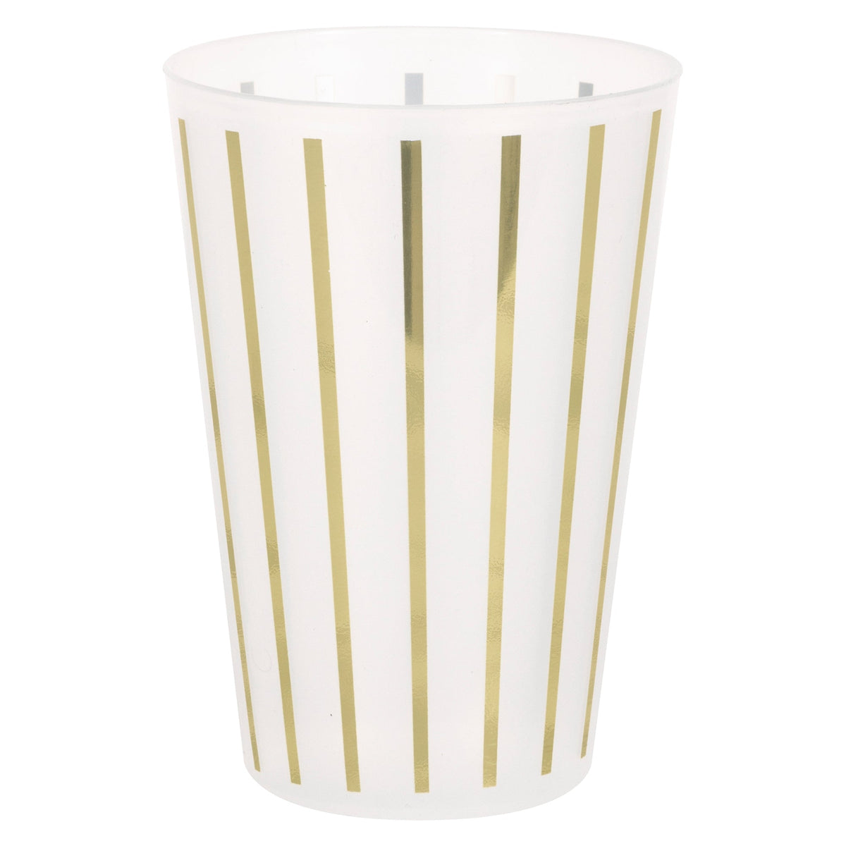 UNIQUE PARTY FAVORS Disposable-Plasticware Gold Striped Plastic Cups, 16 Oz, 8 Count 011179747825