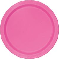 UNIQUE PARTY FAVORS Disposable-Plasticware Hot Pink Large Round Lunch Plastic Plates, 9 Inches, 20 Count 011179354405