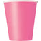 UNIQUE PARTY FAVORS Disposable-Plasticware Hot Pink Paper Cups, 9 Oz, 8 Count 011179313969