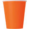 UNIQUE PARTY FAVORS Disposable-Plasticware Pumpkin Orange Paper Cups, 9 Oz, 8 Count 011179032266