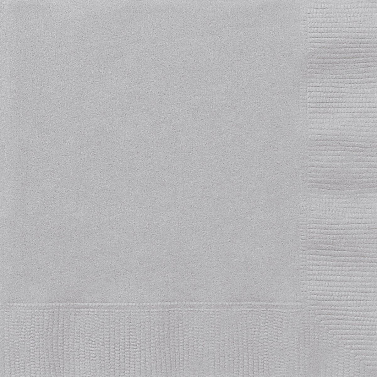 UNIQUE PARTY FAVORS Disposable-Plasticware Silver Large Lunch Napkins, 20 Count 011179033423