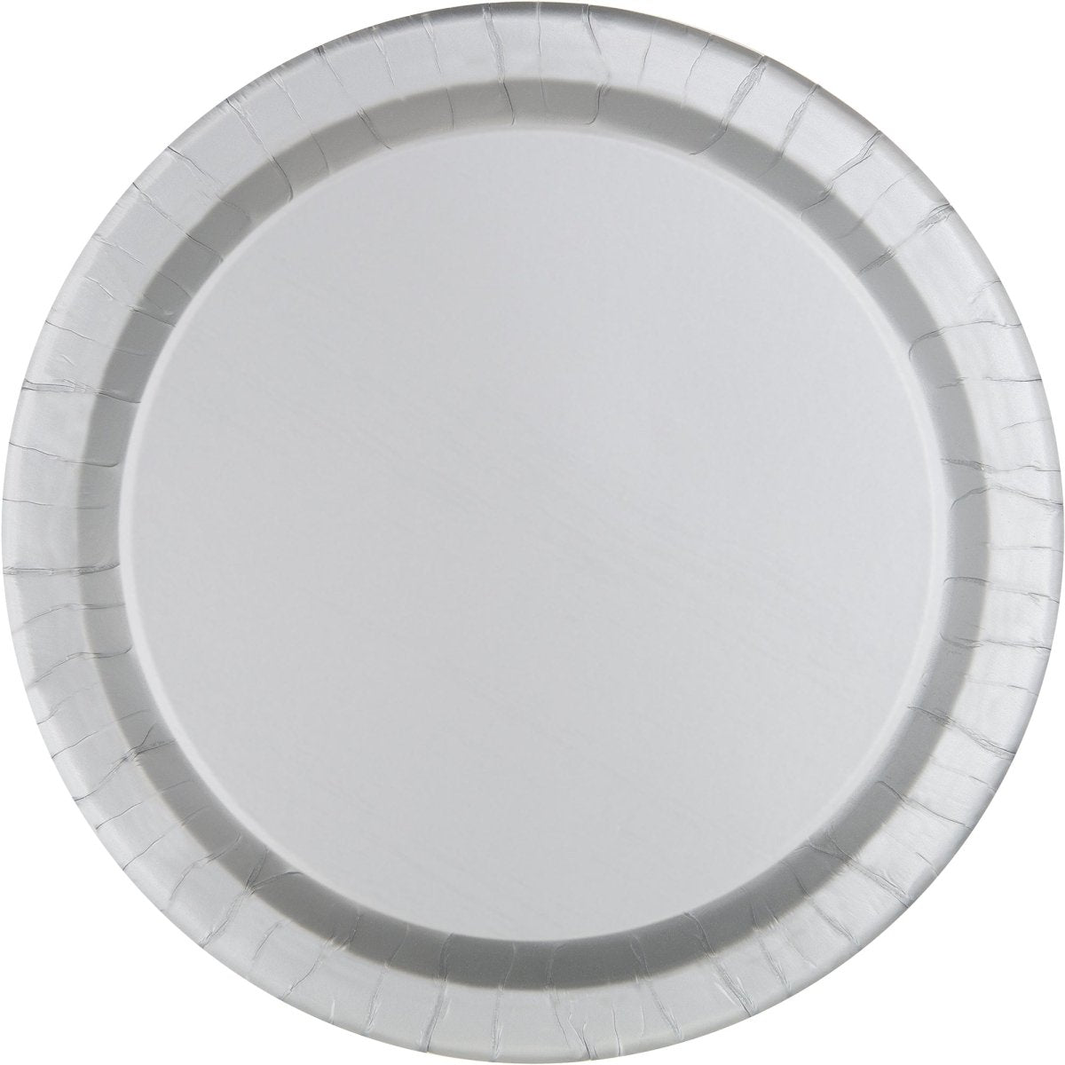 UNIQUE PARTY FAVORS Disposable-Plasticware Silver Large Round Lunch Plastic Plates, 9 Inches, 20 Count 011179348862