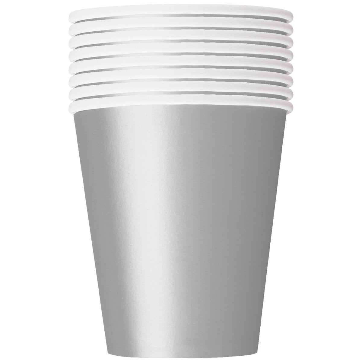 UNIQUE PARTY FAVORS Disposable-Plasticware Silver Paper Cups, 9 Oz, 8 Count 011179033461
