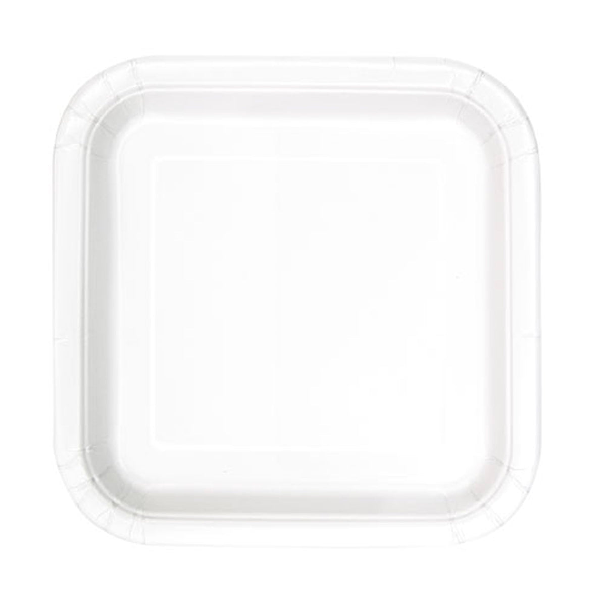 UNIQUE PARTY FAVORS Disposable-Plasticware Square Paper Plates White, 9 Inches, 14 Count 011179310524
