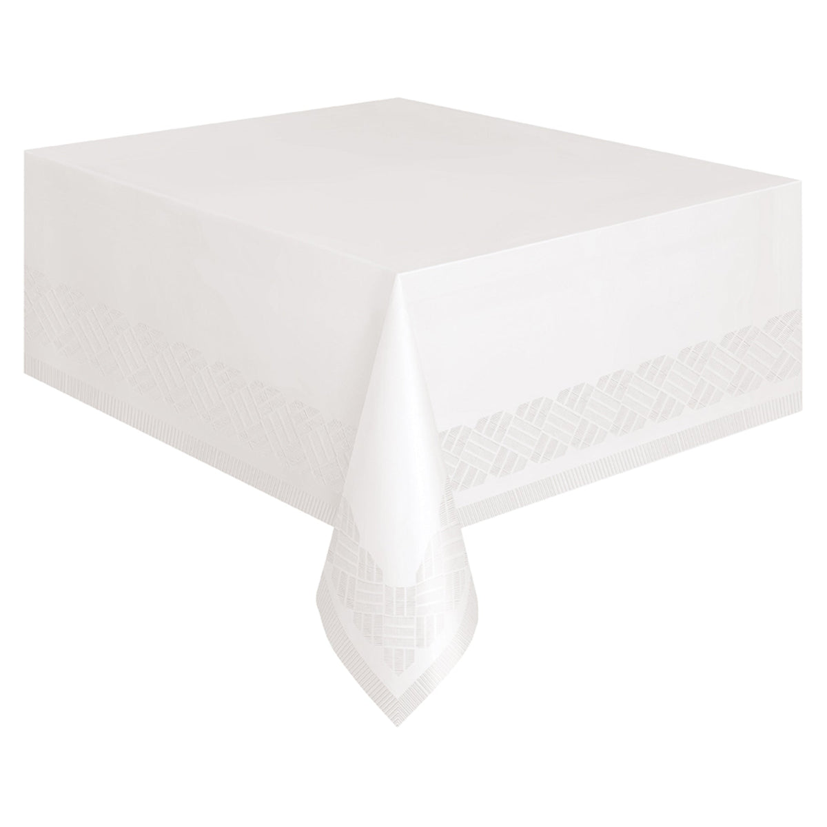 UNIQUE PARTY FAVORS Disposable-Plasticware White Rectangular Paper Plastic-Lined Table Cover, 54 x 108 Inches, 1 Count 011179501809