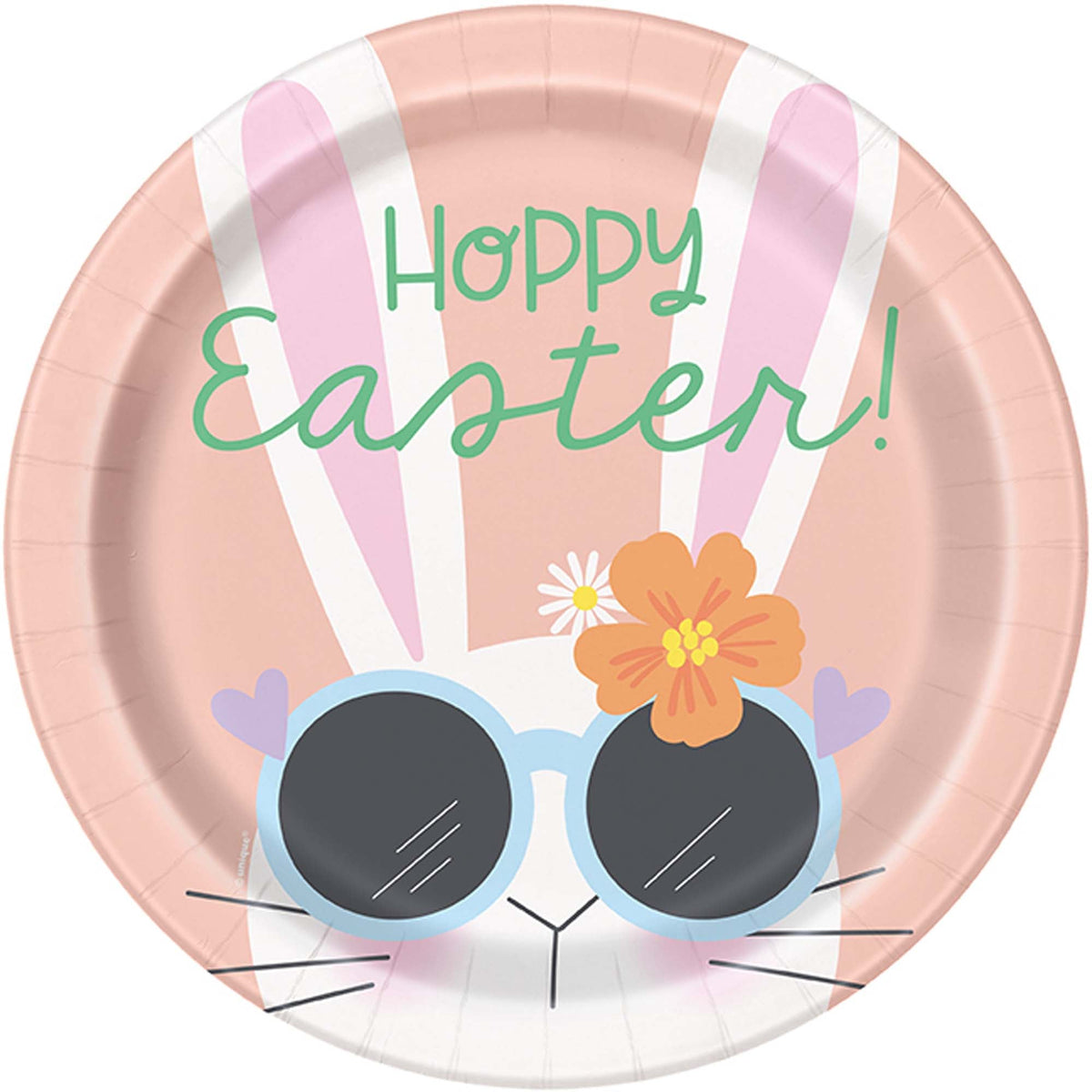 UNIQUE PARTY FAVORS Easter Cool Bunny Large Round Lunch Paper Plates, 9 Inches, 8 Count 011179519941