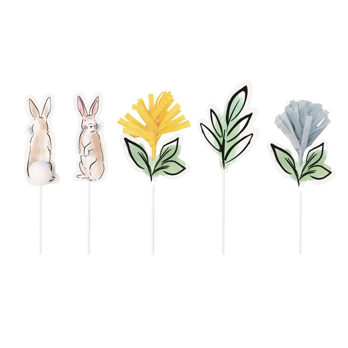 UNIQUE PARTY FAVORS Easter Dainty Easter Cake Toppers, 5 Count