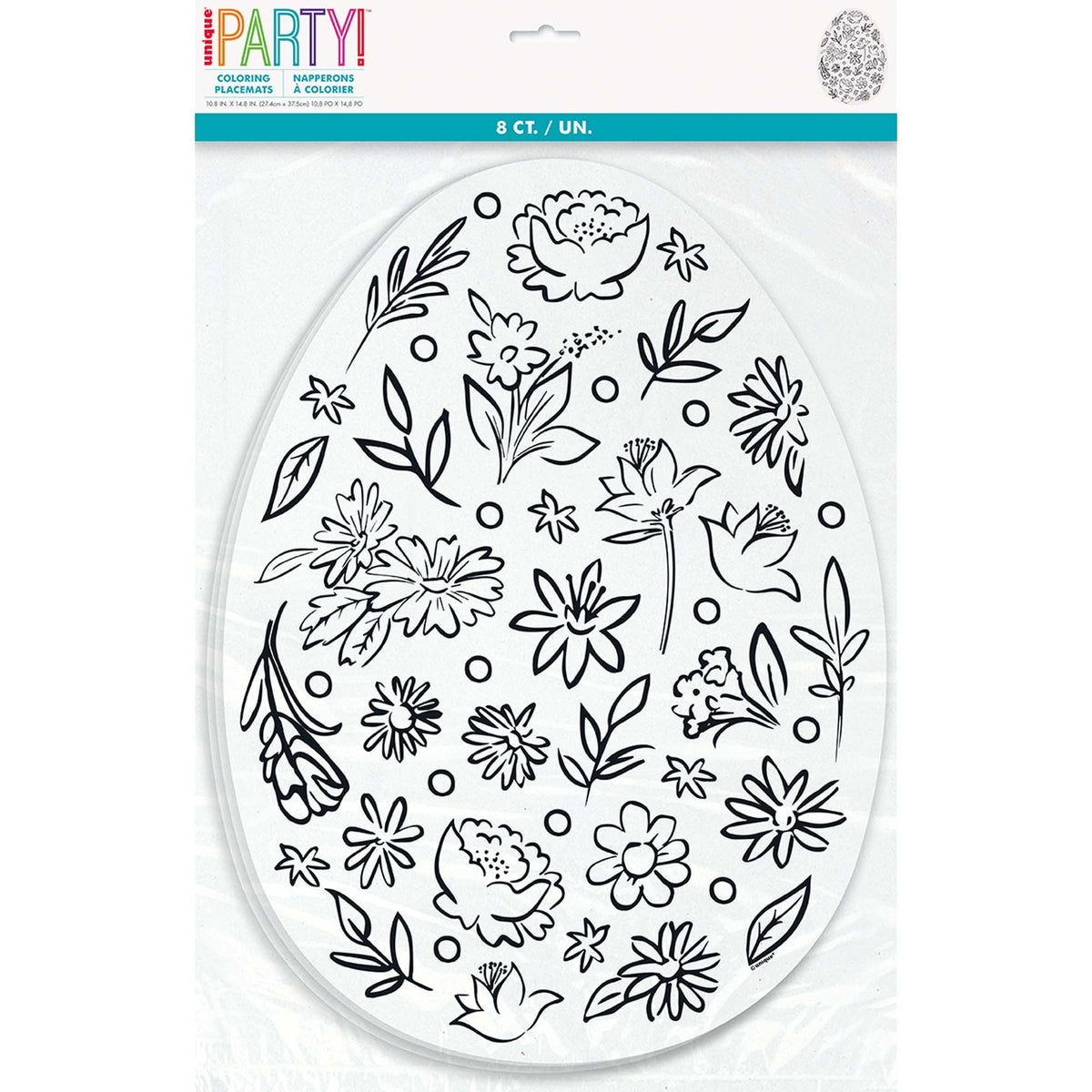 UNIQUE PARTY FAVORS Easter Dainty Easter Coloring Placemats, 8 Count