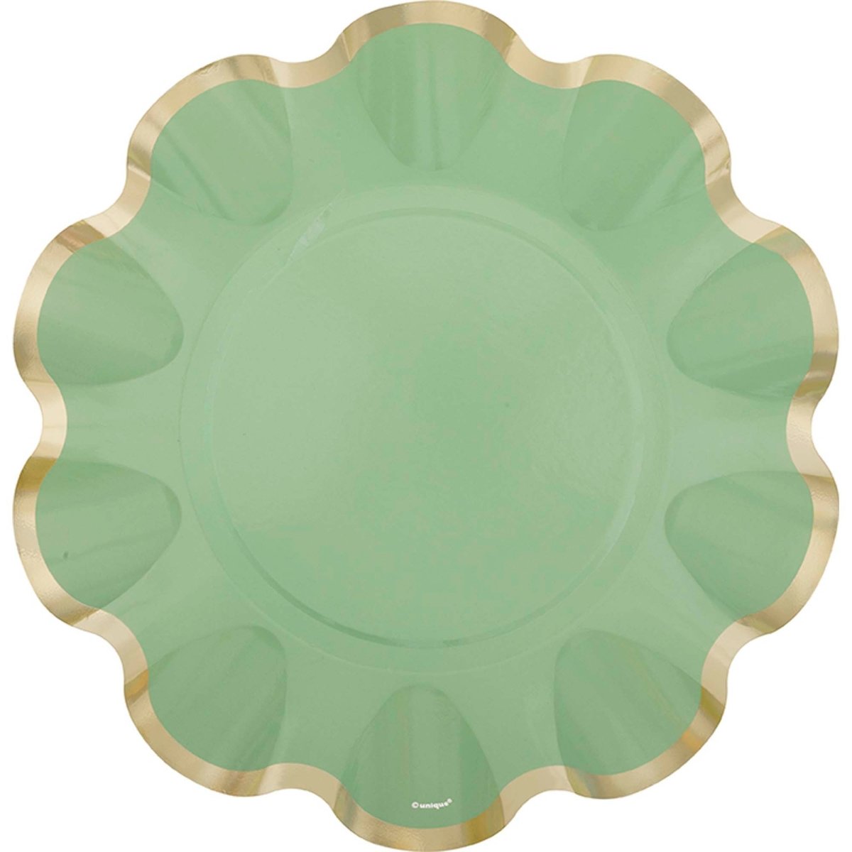 UNIQUE PARTY FAVORS Easter Dainty Easter Large Flower Shaped Lunch Paper Plates, Sage Green, 9 Inches, 8 Count
