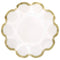 UNIQUE PARTY FAVORS Easter Dainty Easter Large Flower Shaped Lunch Paper Plates, White & Gold, 9 Inches, 8 Count