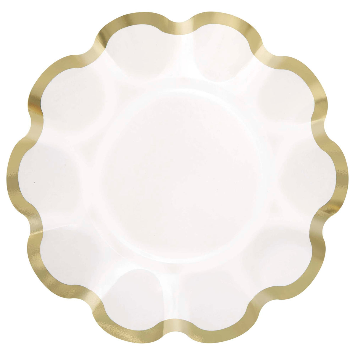 UNIQUE PARTY FAVORS Easter Dainty Easter Large Flower Shaped Lunch Paper Plates, White & Gold, 9 Inches, 8 Count